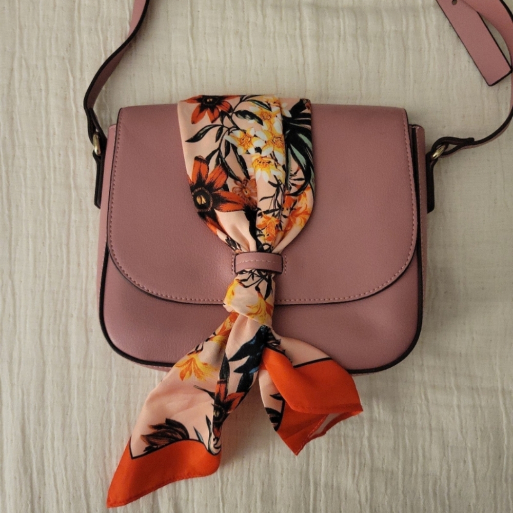 H&M Mauve Pink Crossbody Bag with Attached Scarf
